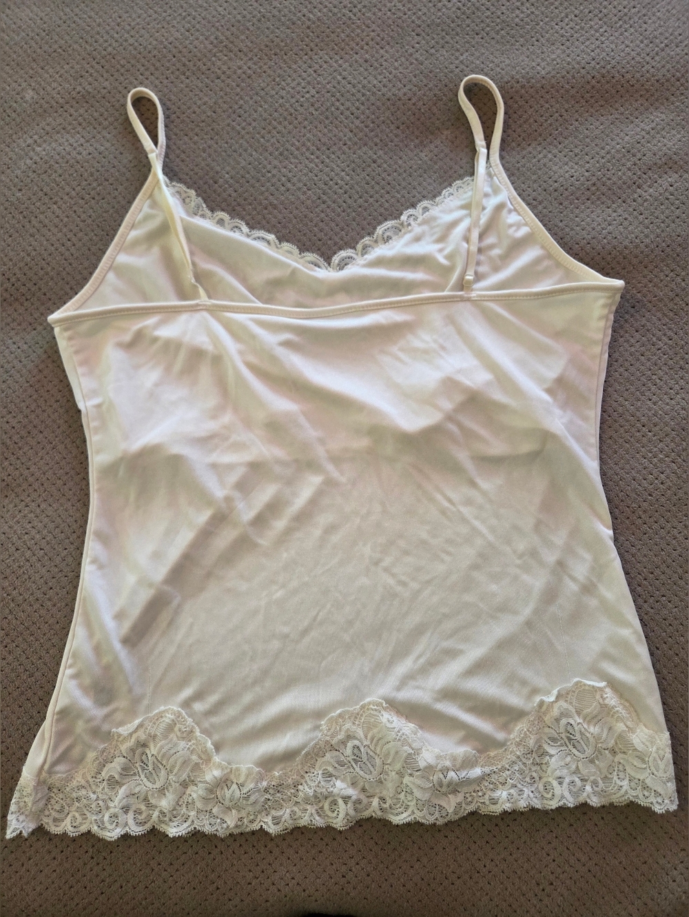 Vintage The Limited Women's large Lace Trim Babydoll Cami Stretch Ivory/off whit - Picture 8 of 14
